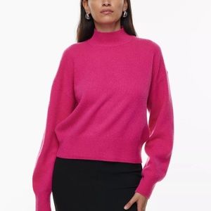 Aritzia Babaton Luxe Cashmere Kath Mockneck Granita Pink Hot Pink NWT 2XS XXS